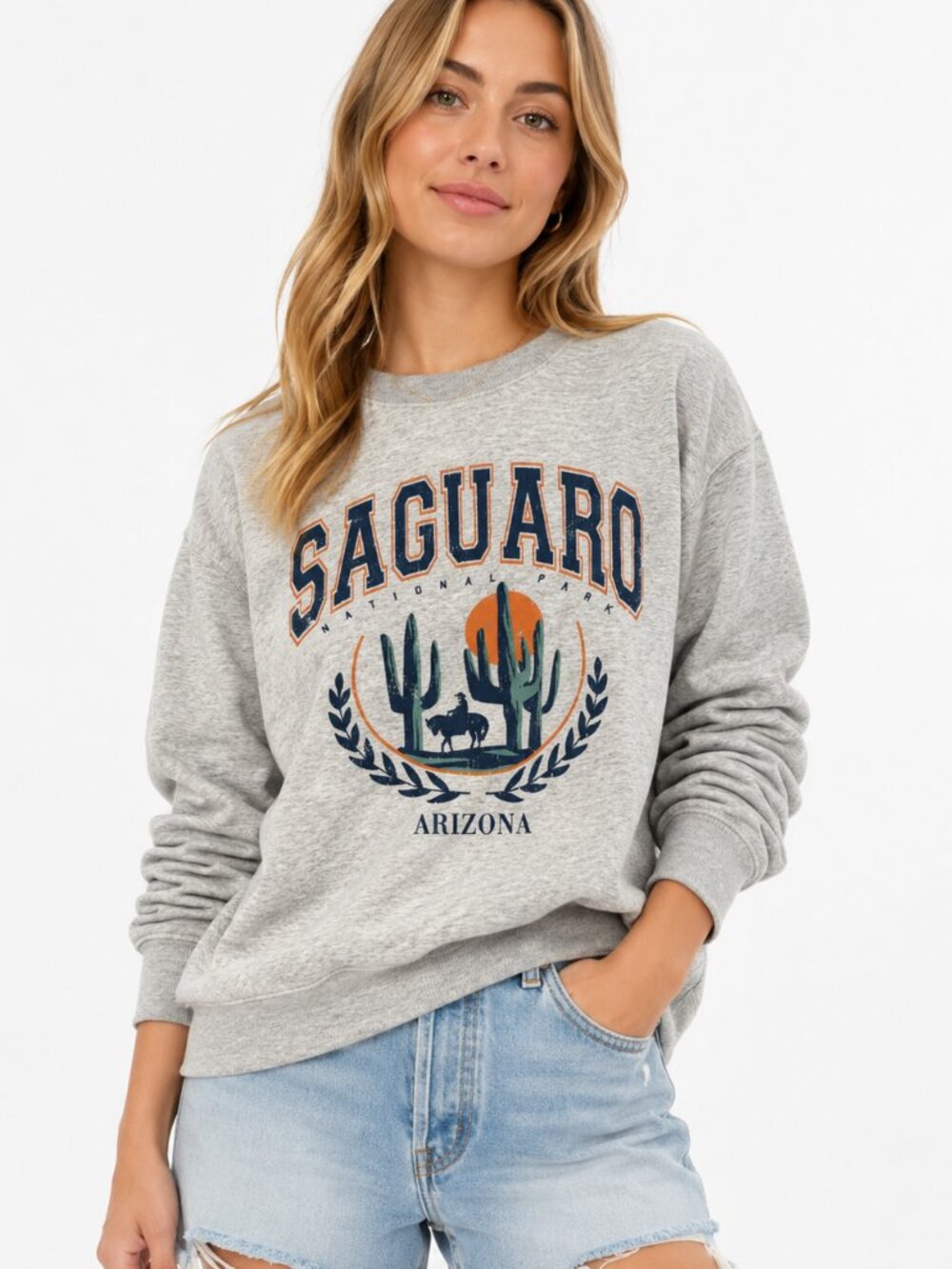 AS Revival Saguaro National Park Arizona Graphic Sweatshirt Gray S/M